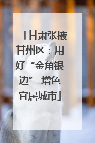 甘肃张掖甘州区：用好“金角银边” 增色宜居城市