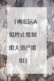 粤宏远A拟终止筹划重大资产重组