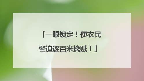 一眼锁定！便衣民警追逐百米擒贼！