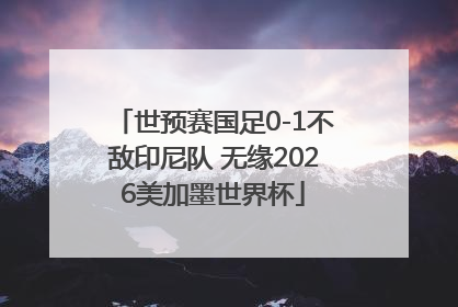 世预赛国足0-1不敌印尼队 无缘2026美加墨世界杯