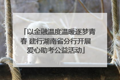 以金融温度温暖逐梦青春 建行湖南省分行开展爱心助考公益活动