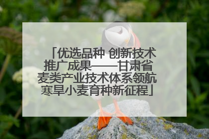 优选品种 创新技术 推广成果——甘肃省麦类产业技术体系领航寒旱小麦育种新征程