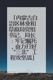 内蒙古自治区林业和草原局党组书记、局长：牢记嘱托，奋力打好“三北”工程攻坚战