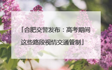 合肥交警发布：高考期间这些路段视情交通管制