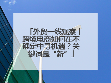 外贸一线观察丨跨境电商如何在不确定中寻机遇？关键词是“新”