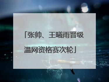 张帅、王曦雨晋级温网资格赛次轮