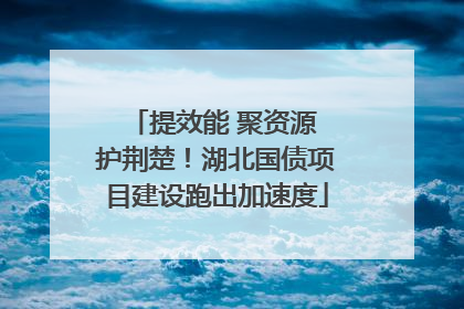 提效能 聚资源 护荆楚！湖北国债项目建设跑出加速度