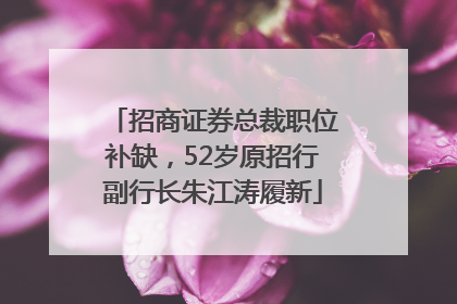 招商证券总裁职位补缺，52岁原招行副行长朱江涛履新