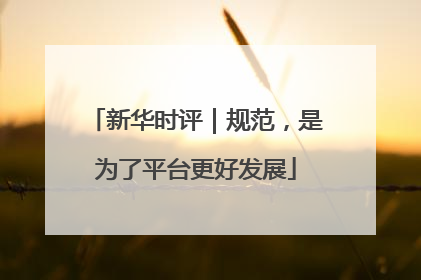 新华时评｜规范，是为了平台更好发展