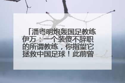 潘粤明炮轰国足教练伊万：一个装傻不辞职的所谓教练，你指望它拯救中国足球！此前曾多次发文评价国足