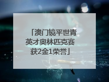 澳门镜平世青英才奥林匹克赛获2金1荣誉
