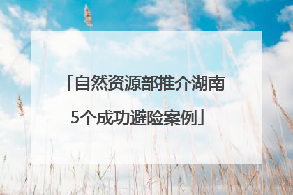 自然资源部推介湖南5个成功避险案例