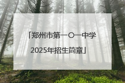 郑州市第一〇一中学2025年招生简章