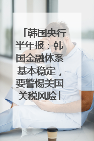 韩国央行半年报：韩国金融体系基本稳定，要警惕美国关税风险